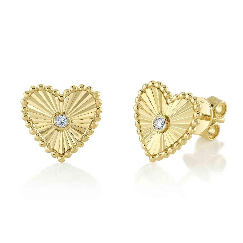 0.04CT DIAMOND BEZEL HEART STUD EARRING