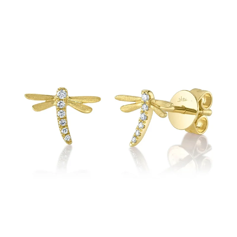 0.05CT DIAMOND DRAGONFLY EARRING