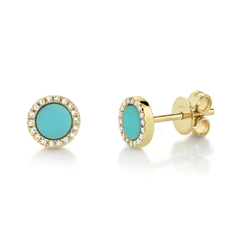 0.08CT DIAMOND & 0.47CT COMPOSITE TURQUOISE STUD EARRING