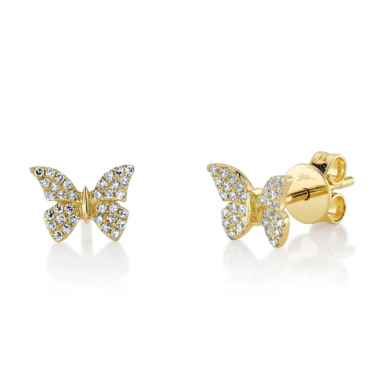 0.15CT DIAMOND BUTTERFLY STUD EARRING