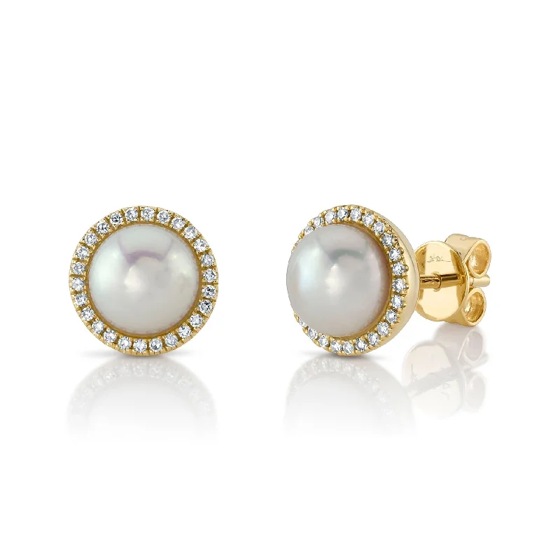 0.16CT DIAMOND & CULTURED PEARL STUD EARRING