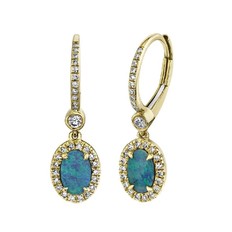 0.23CT DIAMOND & 0.67CT OPAL EARRING