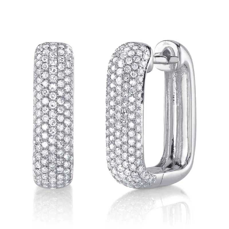 0.59CT DIAMOND PAVE RECTANGLE HOOP EARRING