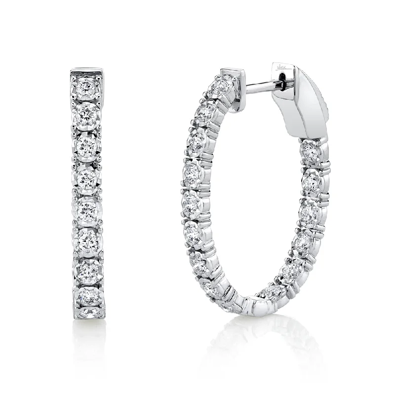 0.90CT DIAMOND OVAL HOOP EARRING