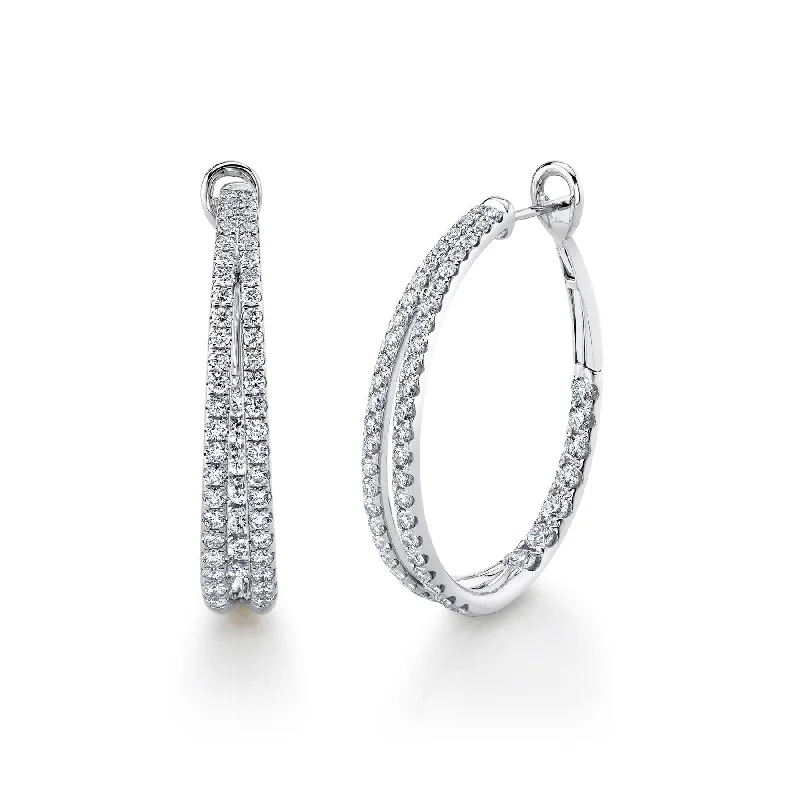 2.67CT DIAMOND OVAL HOOP EARRING