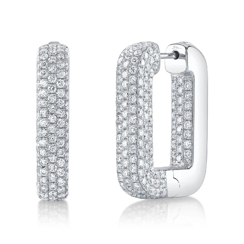 4.13CT DIAMOND PAVE RECTANGLE HOOP EARRING