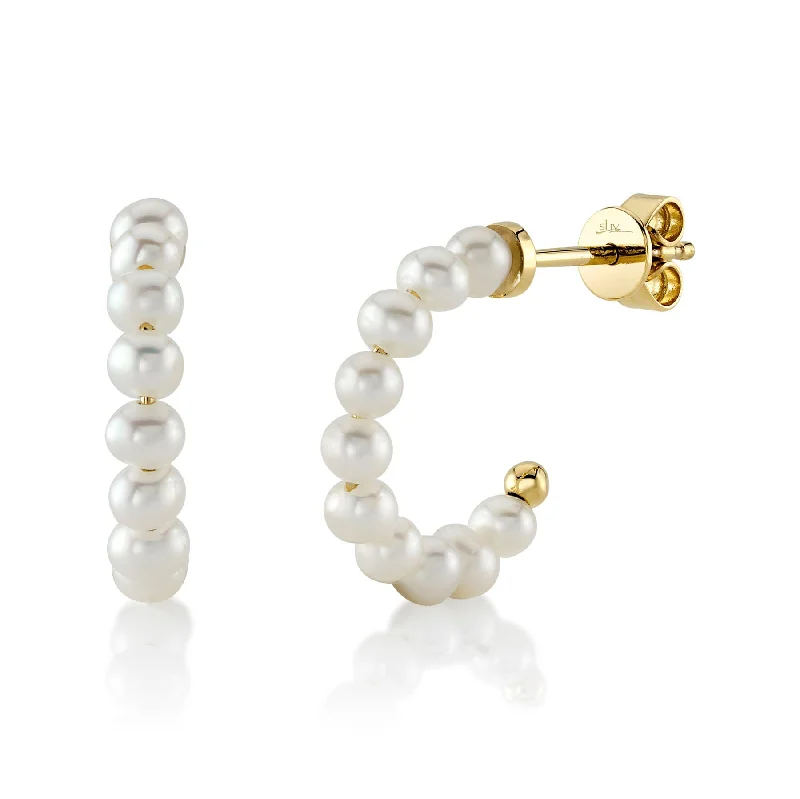 CULTURED PEARL HOOP EARRING