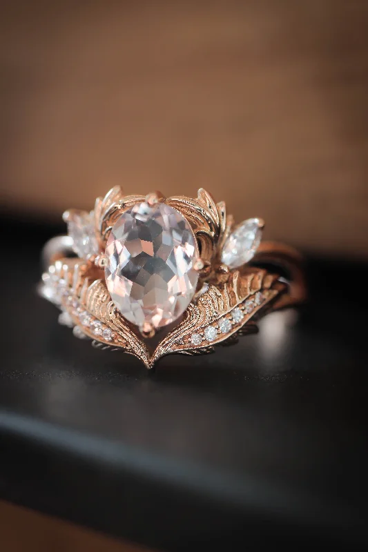 Morganite and diamonds engagement ring / Adonis