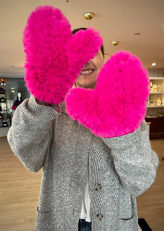 Pink Polar Puff Mittens