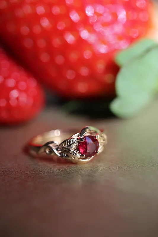 Ruby nature inspired engagement ring / Azalea