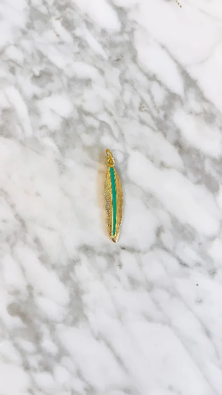 Turquoise Feather Charm