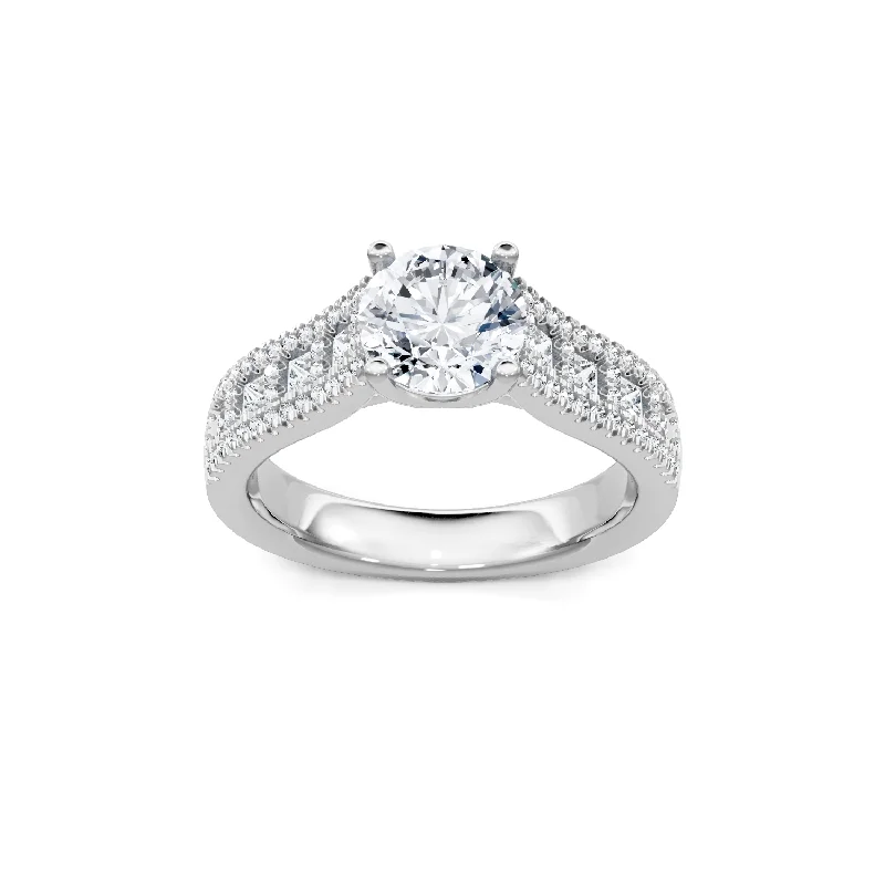 0.53ctw Princess and Round Diamond Engagement Ring