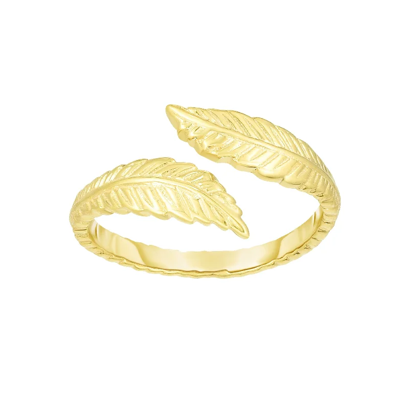 14K Gold Feather Bypass Toe Ring