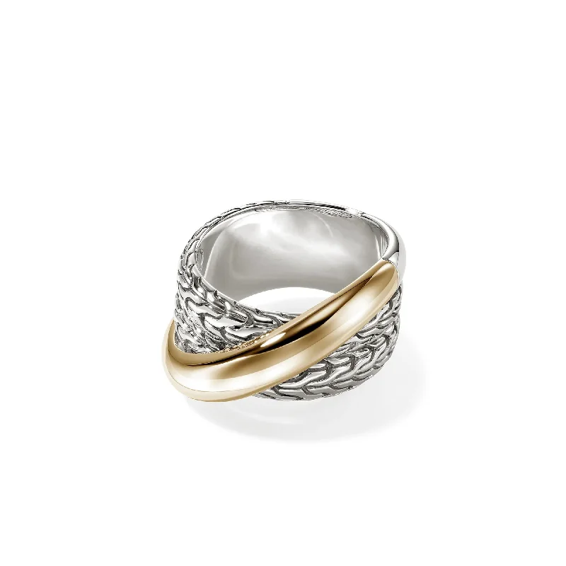 14K Gold & Sterling Silver Essential Crossover Ring