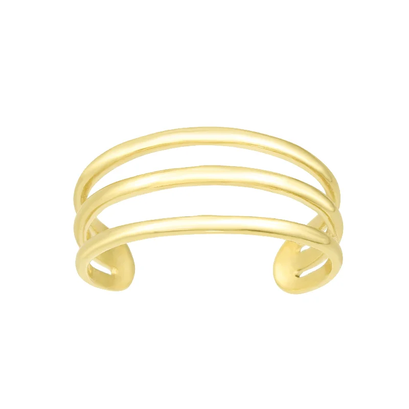 14K Gold Triple Row Open Bar Toe Ring