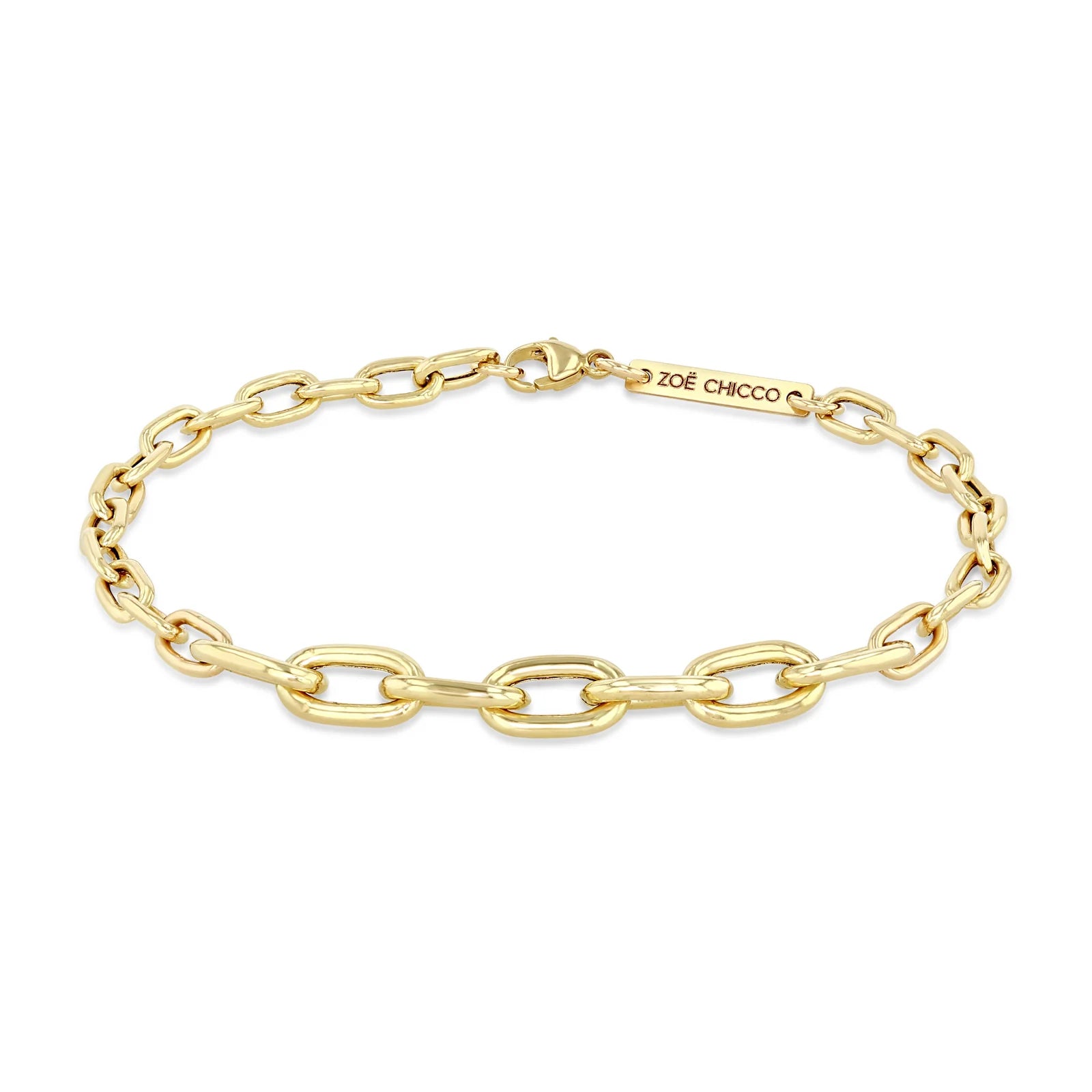 Zoe Chicco 14k Mixed Medium & XL Square Oval Link Chain Bracelet