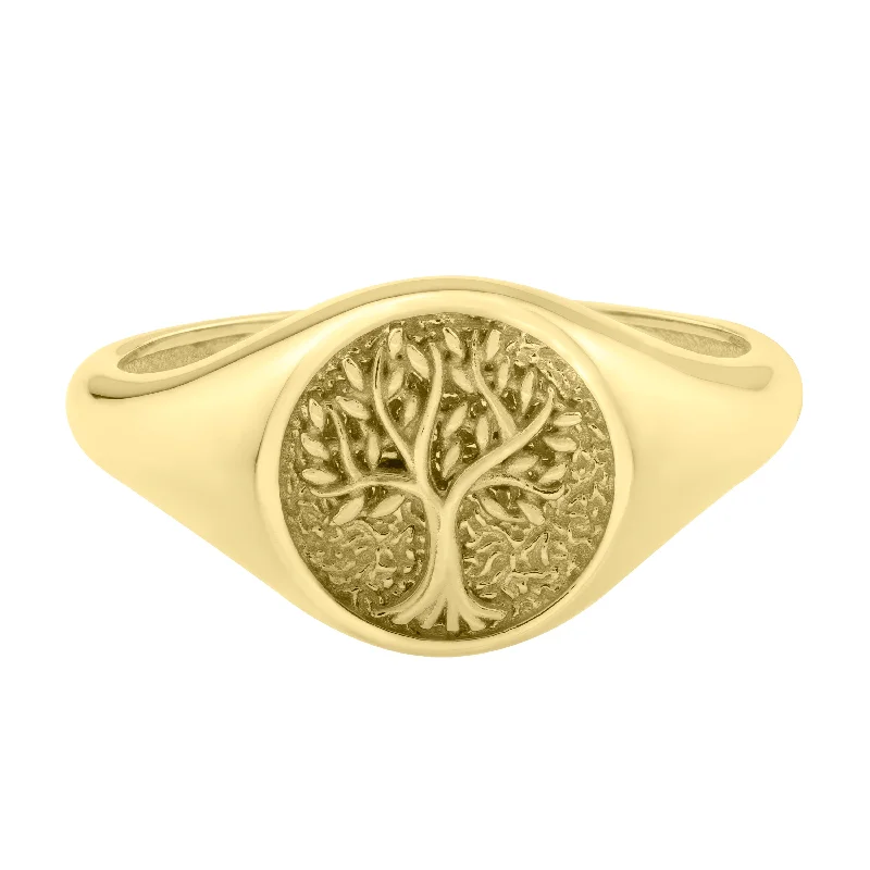 14K Tree of Life Signet Ring