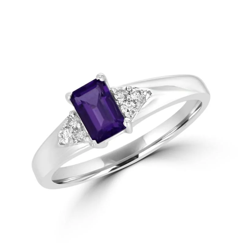 14k White Gold .60ct Amethyst & .10cttw Diamond Ring