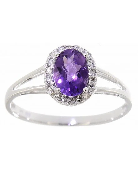 14k White Gold .62ct Amethyst & .13cttw Diamond Ring