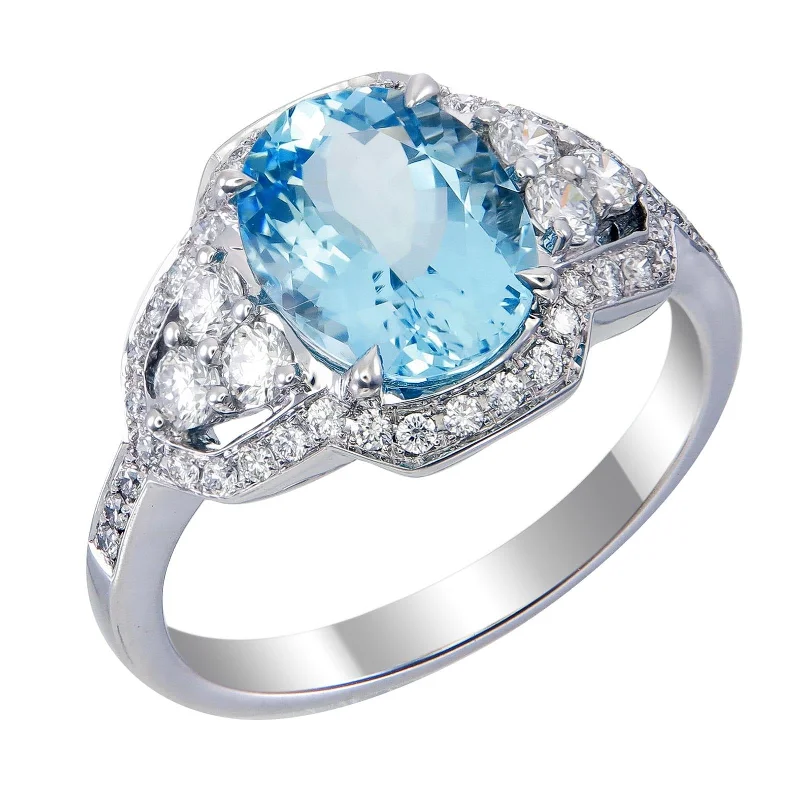 14k White Gold Aquamarine ring