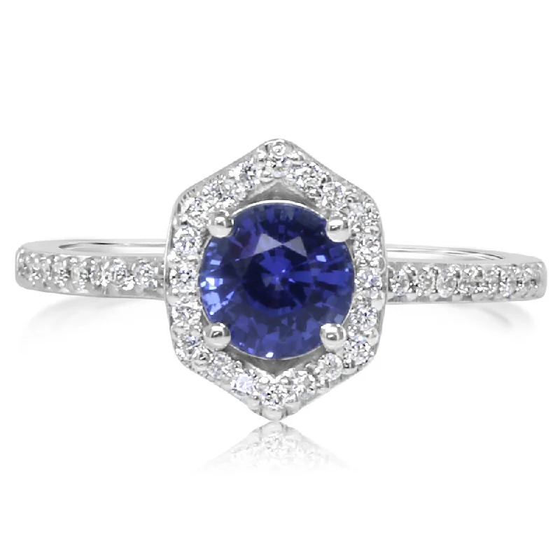 14K White Gold Ceylon Sapphire/Diamond Ring