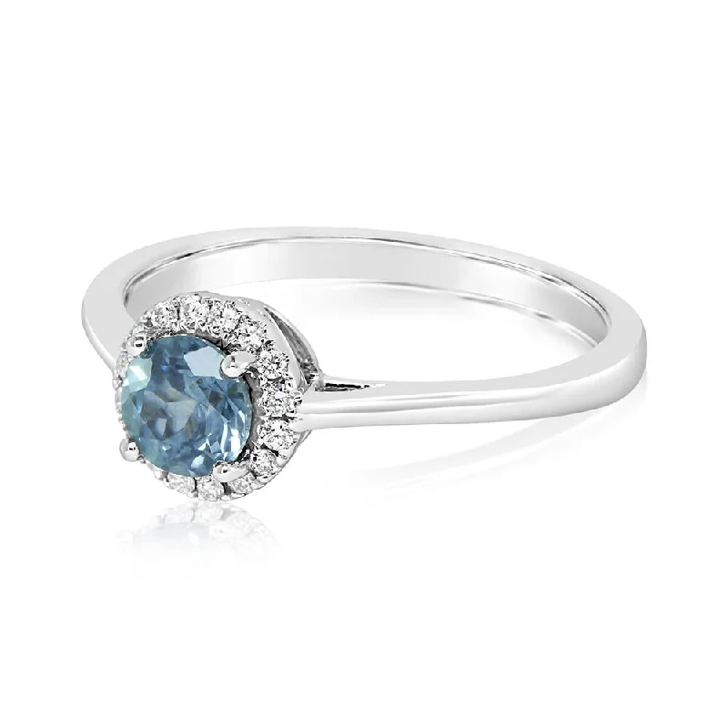 14K White Gold Montana Sapphire/Diamond Ring