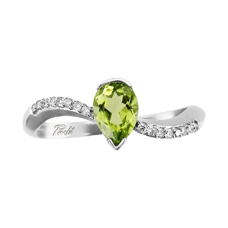 14K White Gold Peridot/Diamond Ring