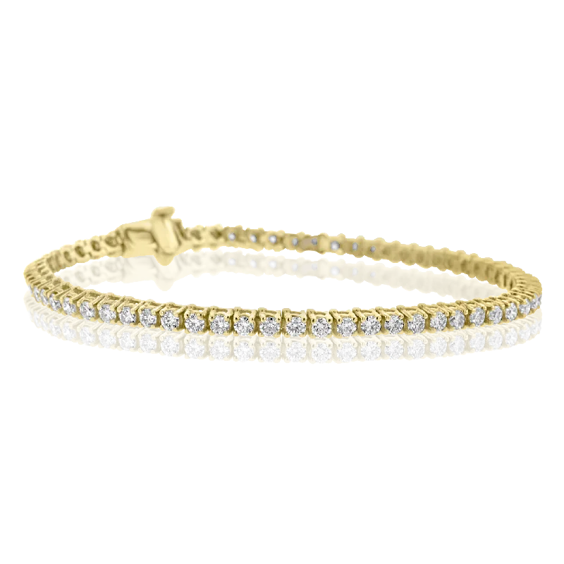 14K YELLOW GOLD 3.14CT DIAMOND TENNIS BRACELET