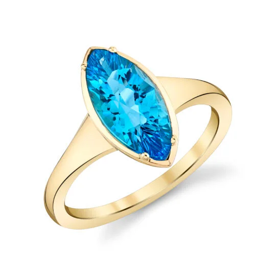 14k Yellow Gold .70ct Blue Topaz Ring