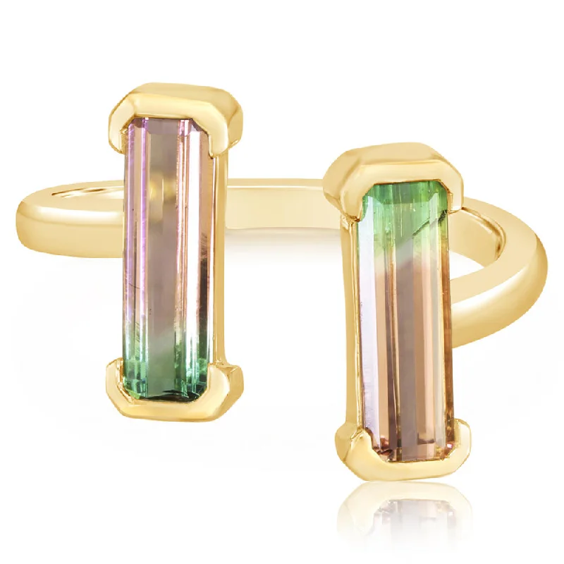 14K Yellow Gold Bi-Color Tourmaline Ring