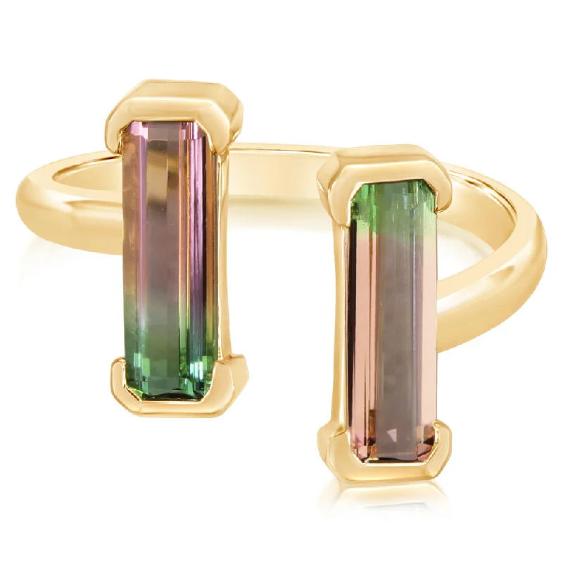 14K Yellow Gold Bi-Color Tourmaline Ring