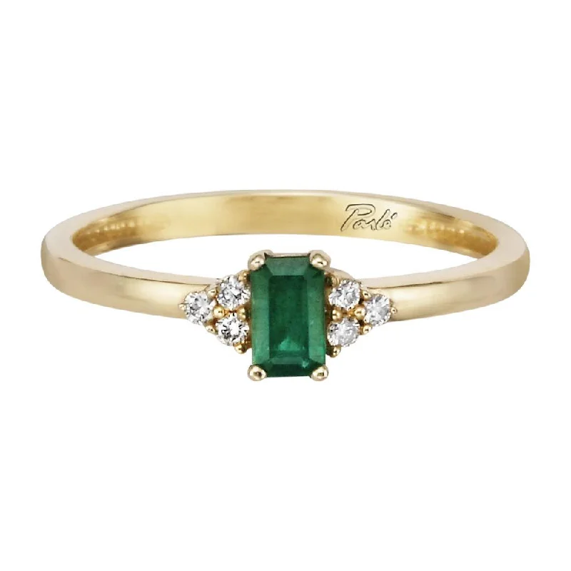 14K Yellow Gold Emerald/Diamond Ring