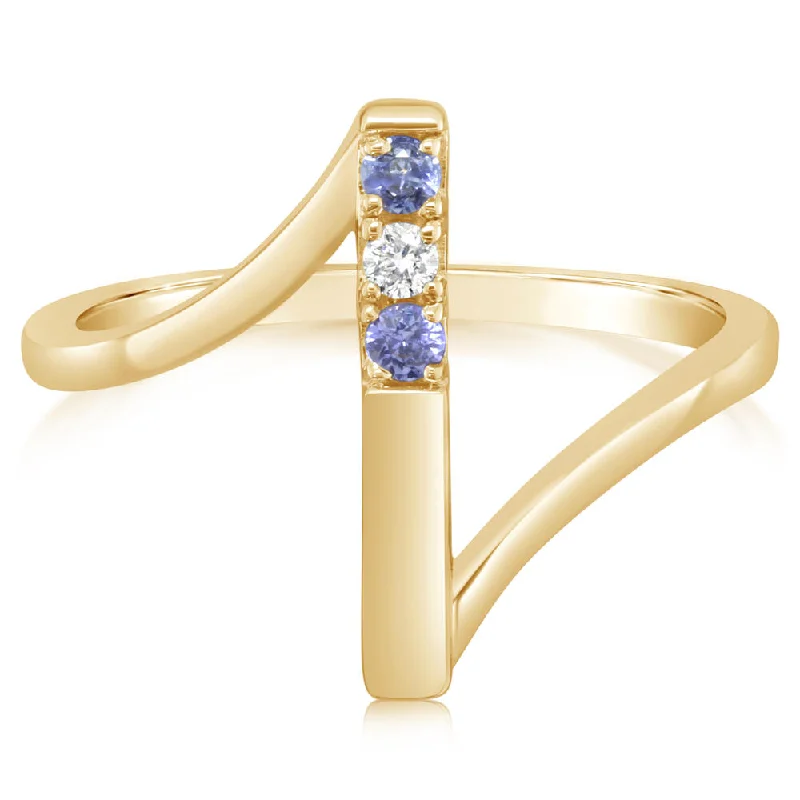 14K Yellow Gold Sapphire/Diamond Ring