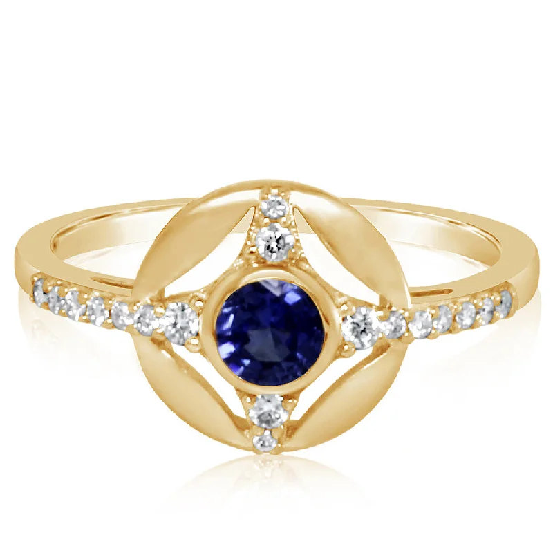 14K Yellow Gold Sapphire/Diamond Ring