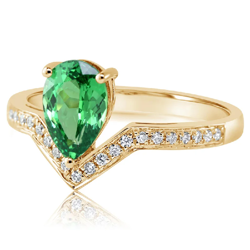 14K Yellow Gold Tsavorite/Diamond Ring