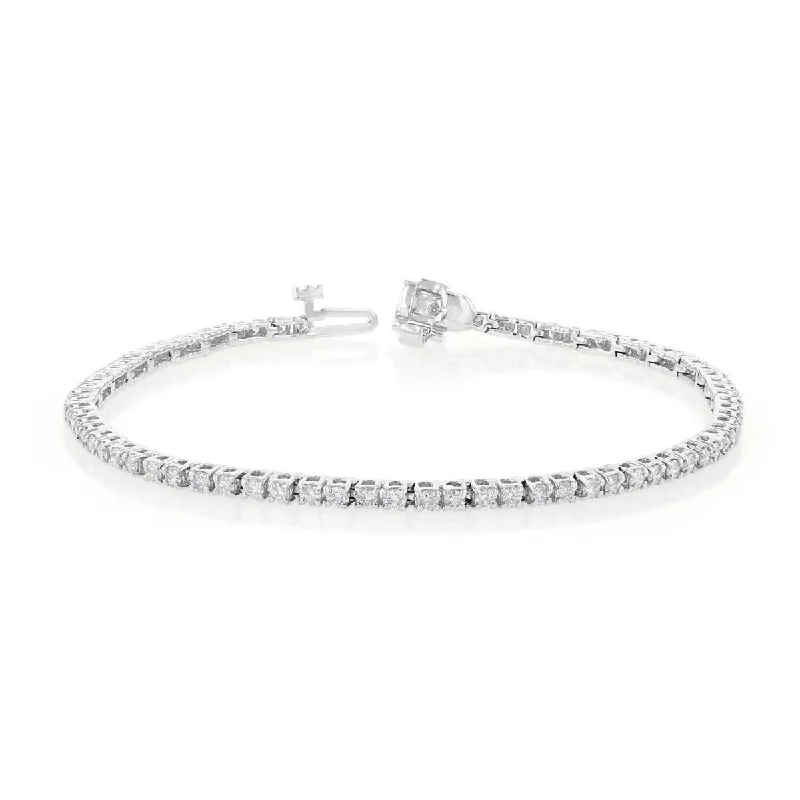 14KT GOLD 2 CARAT ROUND DIAMOND TENNIS BRACELET