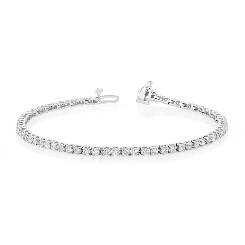 14KT GOLD 3 CARAT ROUND DIAMOND TENNIS BRACELET