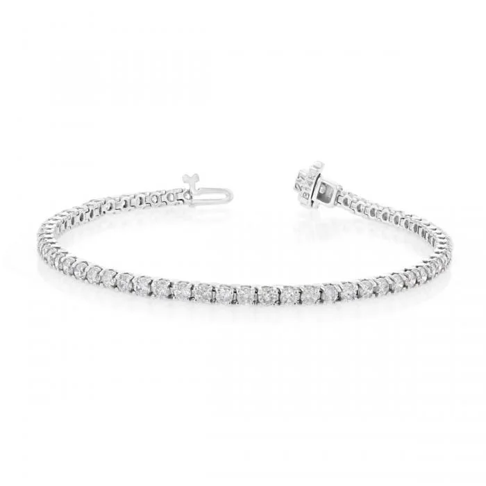 14KT GOLD 4 CARAT ROUND DIAMOND TENNIS BRACELET