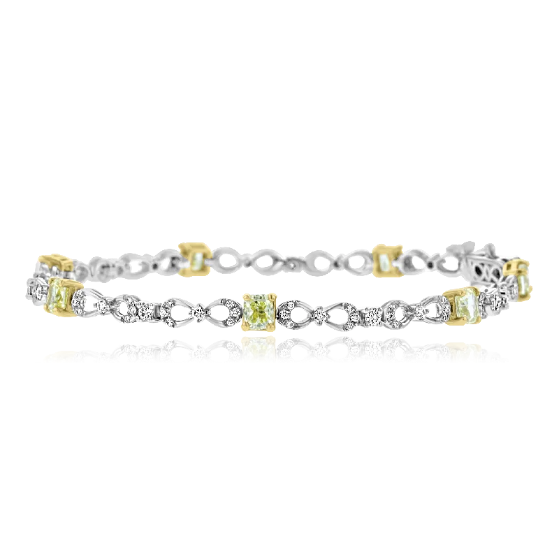 14KT WHITE GOLD 2.35CTW YELLOW & 0.85CTW DIAMOND BRACELET