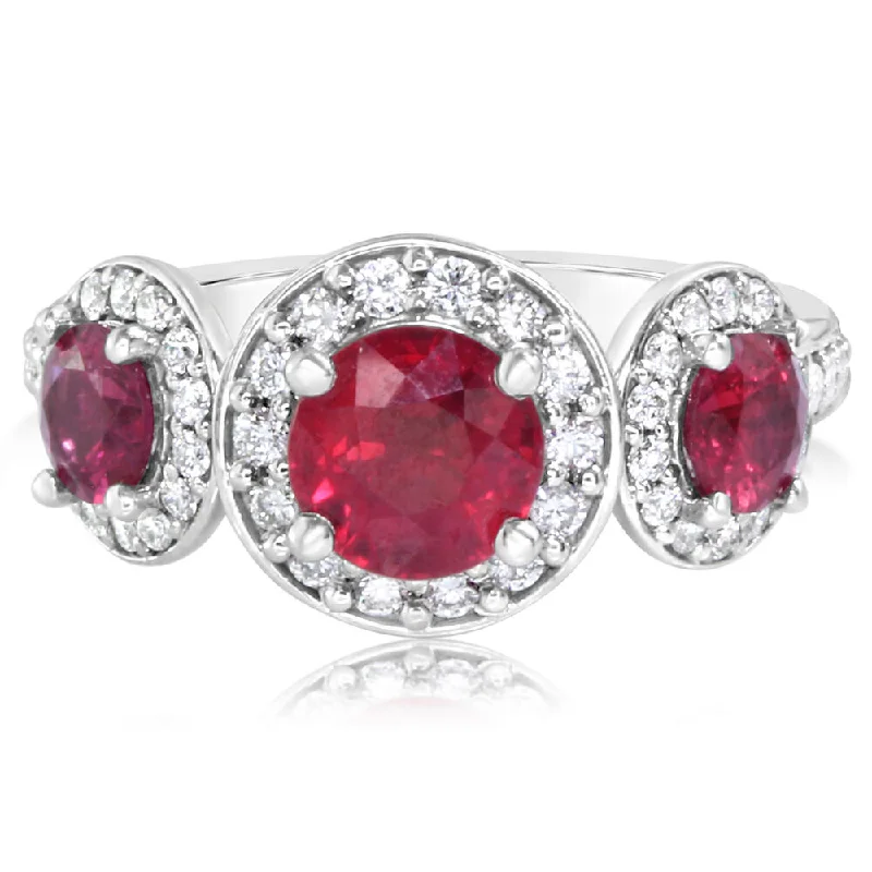 18K White Gold Mozambique Ruby/Diamond Ring