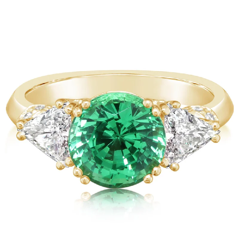 18K Yellow Gold Tsavorite/Diamond Ring