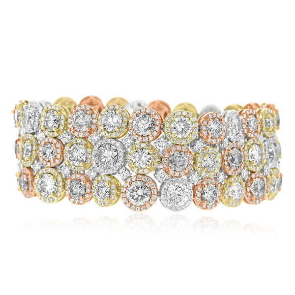 18KT TRI-COLOR GOLD 35.15CTW DIAMOND HALO BRACELET