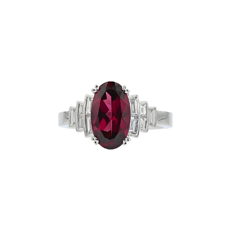 Garnet and Diamond Pastel Ring