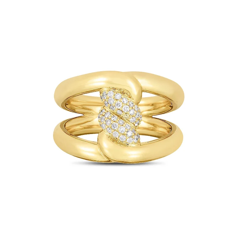 Cialoma Knot Link Ring with Accent Diamonds