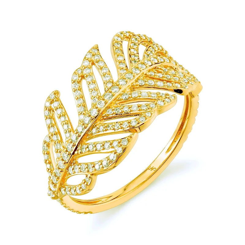 Diamond Feather Wrap Ring