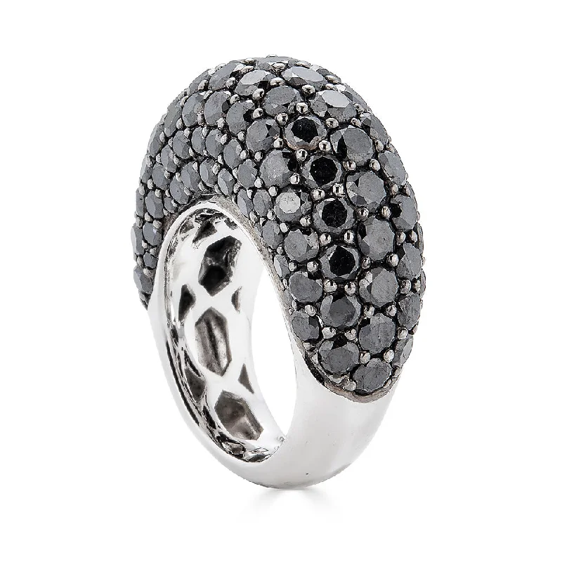 18W/Blkg Black Diamond Dome Ring