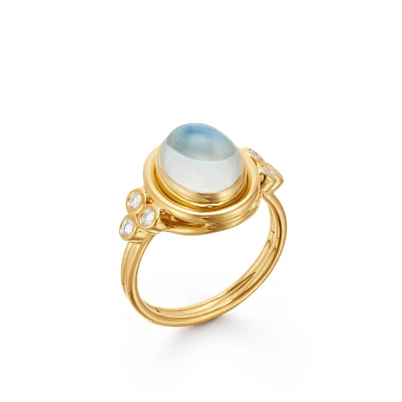 18K Blue Moonstone Temple Ring