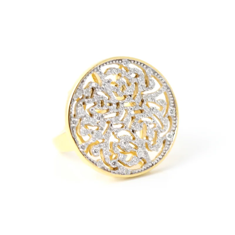 25Mm Diamond Logo Ring In 18K Yellow Gold