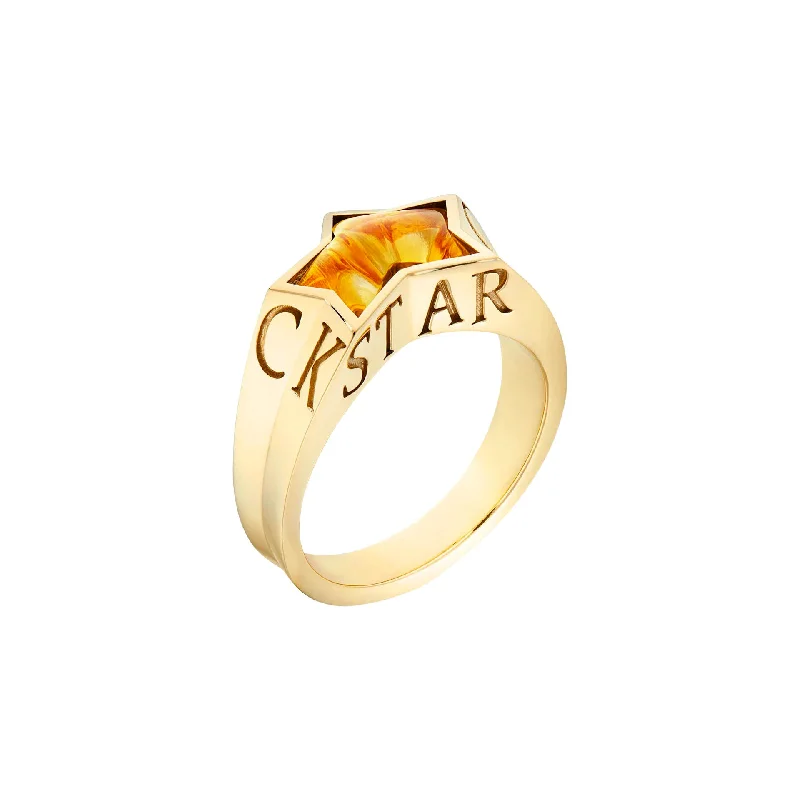 Citrine No Regrets Rock Star Pinky Ring