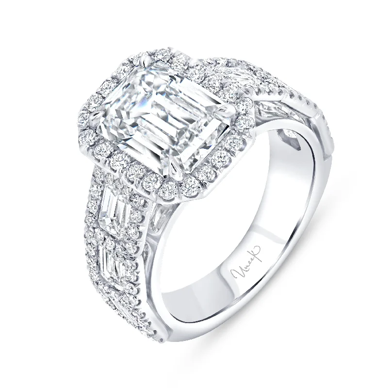 5.80ctw Halo Emerald Cut Diamond Engagement Ring